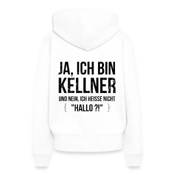 Kellner - Frauen Premium Bio Hoodie - Weiß - Hinten - Julia (174cm)