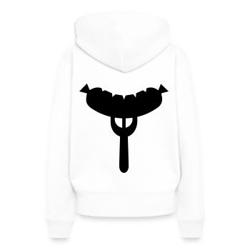 Sausage fork - Women’s Premium Organic Hoodie - white - Back - Julia (174cm)