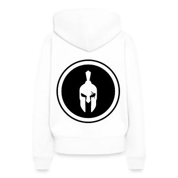 Spartaner Helm - Frauen Premium Bio Hoodie - Weiß - Hinten - Julia (174cm)