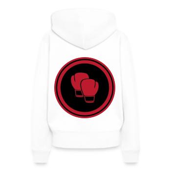 Boxhandschuhe - Frauen Premium Bio Hoodie - Weiß - Hinten - Julia (174cm)