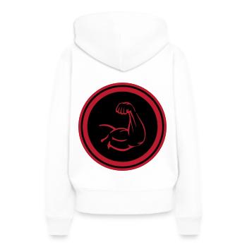 Arm Muskeln Bizeps - Frauen Premium Bio Hoodie - Weiß - Hinten - Julia (174cm)