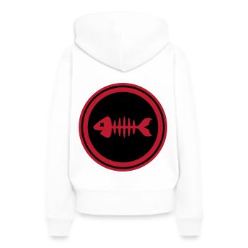 Os d’os symbole de poisson - Sweat à capuche Premium bio Femme - blanc - Dos - Julia (174cm)