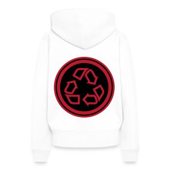 Symbole de recyclage - Sweat à capuche Premium bio Femme - blanc - Dos - Julia (174cm)