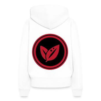 Écologie des feuilles - Sweat à capuche Premium bio Femme - blanc - Dos - Julia (174cm)