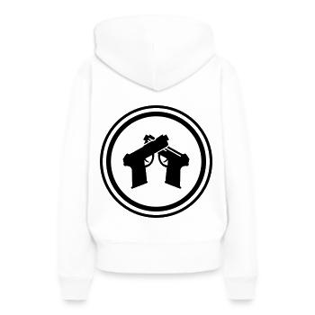 Pistole Symbol - Frauen Premium Bio Hoodie - Weiß - Hinten - Julia (174cm)