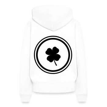 Symbole du trèfle - Sweat à capuche Premium bio Femme - blanc - Dos - Julia (174cm)