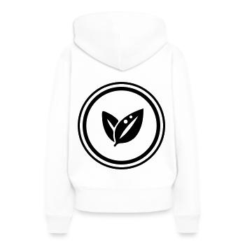 Écologie des feuilles - Sweat à capuche Premium bio Femme - blanc - Dos - Julia (174cm)