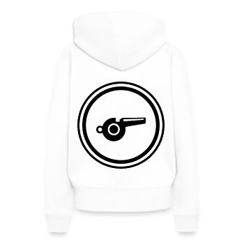 Trillerpfeife Pfeife - Frauen Premium Bio Hoodie - Weiß - Hinten - Julia (174cm)