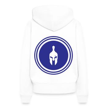 Spartaner Helm - Frauen Premium Bio Hoodie - Weiß - Hinten - Julia (174cm)