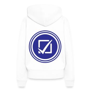 Cochez la case - Sweat à capuche Premium bio Femme - blanc - Dos - Julia (174cm)