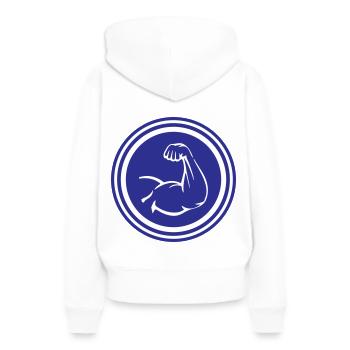Arm Muskeln Bizeps - Frauen Premium Bio Hoodie - Weiß - Hinten - Julia (174cm)