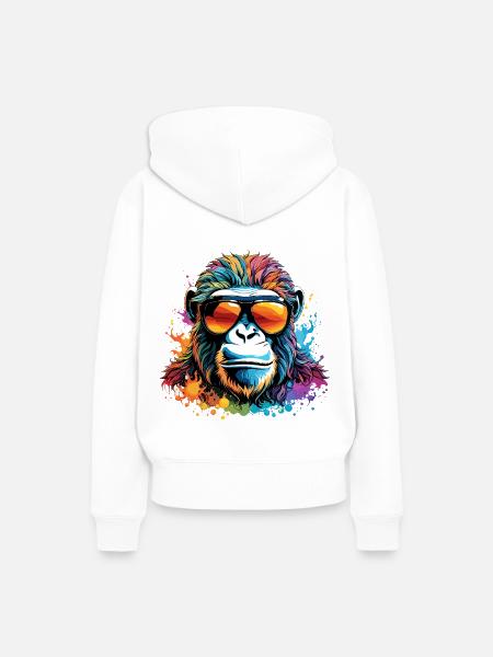 Monkey Trendige bunte Sonnenbrille. - Frauen Premium Bio Hoodie - Weiß