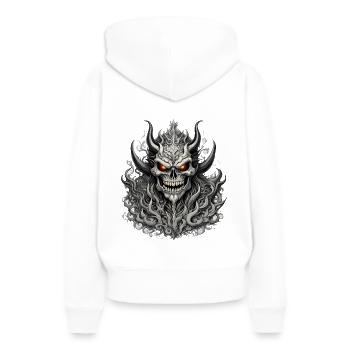 Ténèbres Flamboyantes - Sweat à capuche Premium bio Femme - blanc - Dos - Julia (174cm)