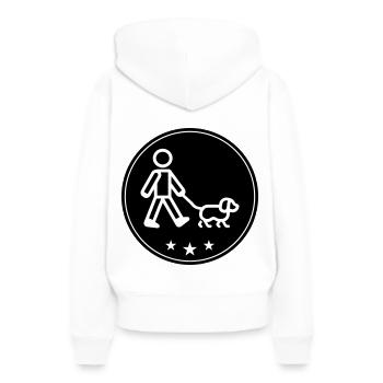 Chien promenant le chien - Sweat à capuche Premium bio Femme - blanc - Dos - Julia (174cm)