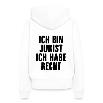 Juristen - Frauen Premium Bio Hoodie - Weiß - Hinten - Julia (174cm)