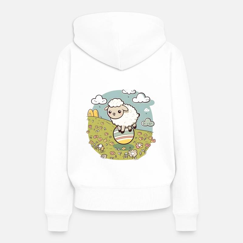 Sheep on an Easter meadow on an Easter egg - Women’s Premium Organic Hoodie - white
