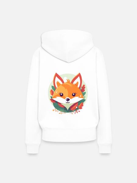 süßer fuchs mit Blättern - Frauen Premium Bio Hoodie - Weiß
