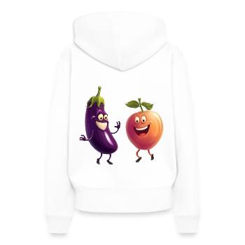 Aubergine und Pfirsich happy together - Frauen Premium Bio Hoodie - Weiß - Hinten - Julia (174cm)