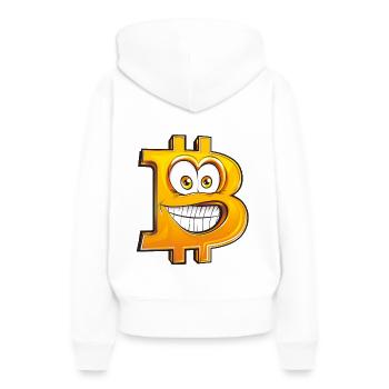 lustiges Bitcoin BTC Symbol Comic Cartoon Style - Frauen Premium Bio Hoodie - Weiß - Hinten - Julia (174cm)