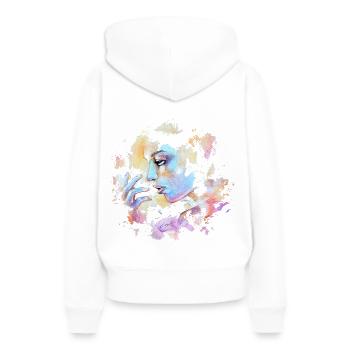 NEBEL TRAUM - Frauen Premium Bio Hoodie - Weiß - Hinten - Julia (174cm)
