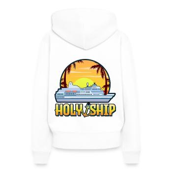 Croisé - Sweat à capuche Premium bio Femme - blanc - Dos - Julia (174cm)
