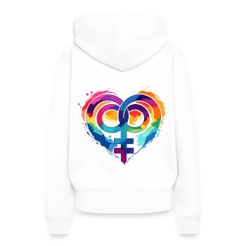 Women's Valentine's Day Duo Shirt Design - Women’s Premium Organic Hoodie - white - Back - Julia (174cm)