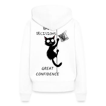 lustige schwarze Katze an der Schnur - Frauen Premium Bio Hoodie - Weiß - Hinten - Julia (174cm)