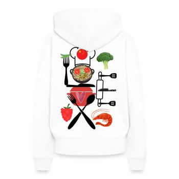 Collage de cuisine chinoise - Sweat à capuche Premium bio Femme - blanc - Dos - Julia (174cm)