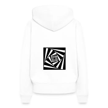 Motif Tourbillon illusion Strudel - Sweat à capuche Premium bio Femme - blanc - Dos - Julia (174cm)