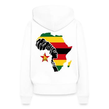 Zimbabwe Zim Simbabwe Afrika Flagge Black Heritage - Frauen Premium Bio Hoodie - Weiß - Hinten - Julia (174cm)
