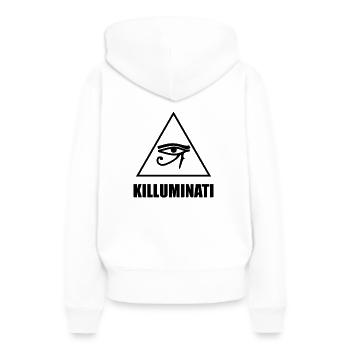 KILLUMINATI - Sweat à capuche Premium bio Femme - blanc - Dos - Julia (174cm)