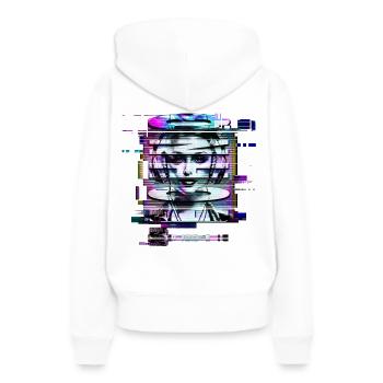 Glitch Techno Girl - Frauen Premium Bio Hoodie - Weiß - Hinten - Julia (174cm)