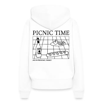 Picnic Time Shirt Eté France Nature minimaliste - Sweat à capuche Premium bio Femme - blanc - Dos - Julia (174cm)