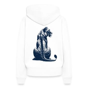 Maman Lion – Vue arrière Wildcat Lioness - Sweat à capuche Premium bio Femme - blanc - Dos - Julia (174cm)