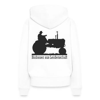 Biobauer aus der Nähe Öko Landwirt Geschenk - Frauen Premium Bio Hoodie - Weiß - Hinten - Julia (174cm)