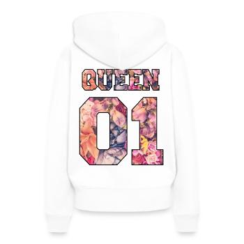 King Queen partner look Rose Love - Women’s Premium Organic Hoodie - white - Back - Julia (174cm)