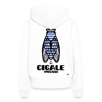 Cigale Marine Mousse - Sweat à capuche Premium bio Femme - blanc - Dos - Julia (174cm)