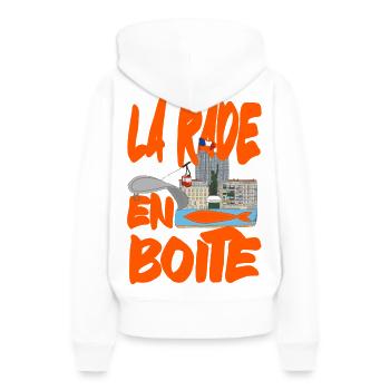 Der Hafen von Toulon in einer Dose! - Frauen Premium Bio Hoodie - Weiß - Hinten - Julia (174cm)