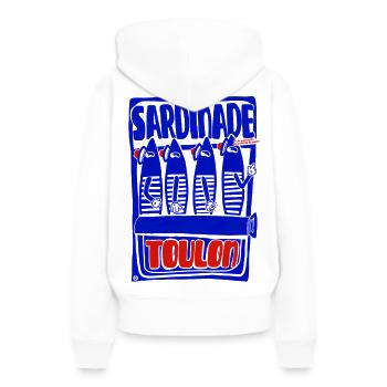 Meeressardinade von Toulon - Mediterraner Humor - Frauen Premium Bio Hoodie - Weiß - Hinten - Julia (174cm)