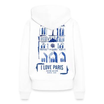 Kathedrale Notre Dame in blauer Aquatinta - Frauen Premium Bio Hoodie - Weiß - Hinten - Julia (174cm)