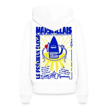 Apéritif Marseillais  - Sweat à capuche Premium bio Femme - blanc - Dos - Julia (174cm)
