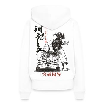 Der Weg des Taekwondo - Frauen Premium Bio Hoodie - Weiß - Hinten - Julia (174cm)