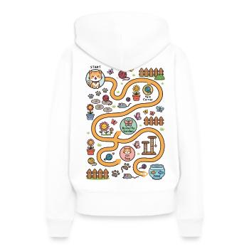 Hilf dem Kätzchen, das interaktive Labyrinth des Fisches zu finden - Frauen Premium Bio Hoodie - Weiß - Hinten - Julia (174cm)