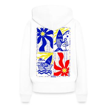 Quadre Provence Méditerranée pop art coloré - Sweat à capuche Premium bio Femme - blanc - Dos - Julia (174cm)