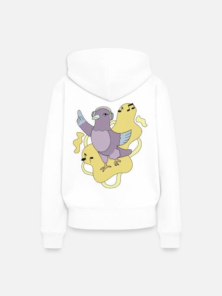 Taube Groove mit Kopfhörern - Frauen Premium Bio Hoodie - Weiß