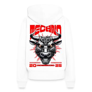 Techno UnderGround Stier - Frauen Premium Bio Hoodie - Weiß - Hinten - Julia (174cm)