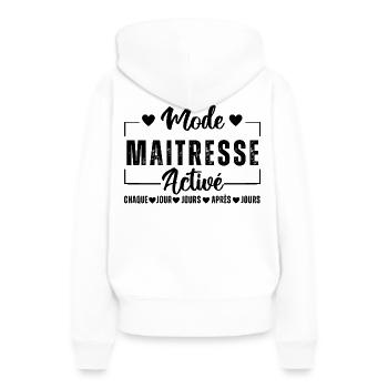 Mode maitresse activé cadeau maîtresse d' école - Sweat à capuche Premium bio Femme - blanc - Dos - Julia (174cm)