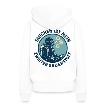 Tauchen Ist Mein Zweiter Sauerstoff Ozean - Frauen Premium Bio Hoodie - Weiß - Hinten - Julia (174cm)