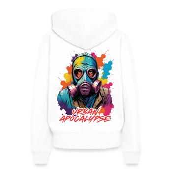 Apocalypse urbaine - Sweat à capuche Premium bio Femme - blanc - Dos - Julia (174cm)