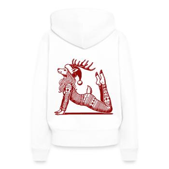 Entspannendes Yoga Rentier Weihnachten - Frauen Premium Bio Hoodie - Weiß - Hinten - Julia (174cm)